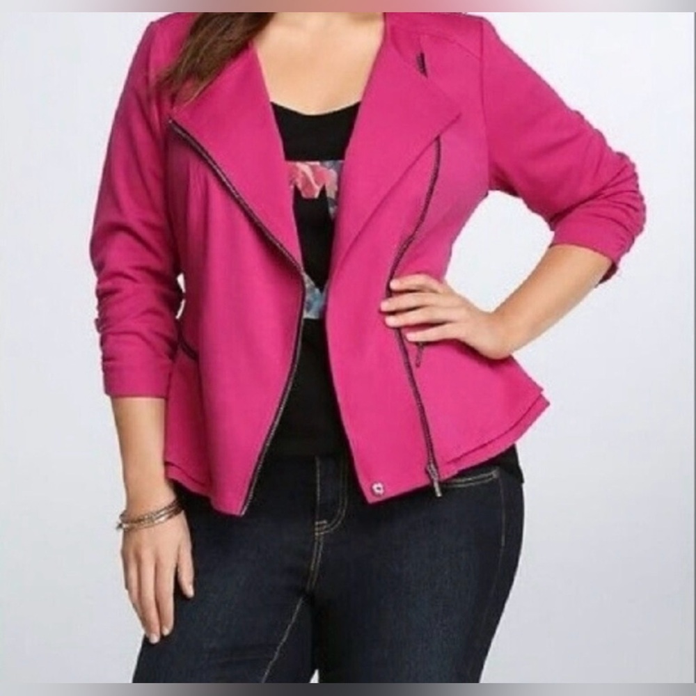 Torrid pink moto style jacket 1 (1X 14/15)